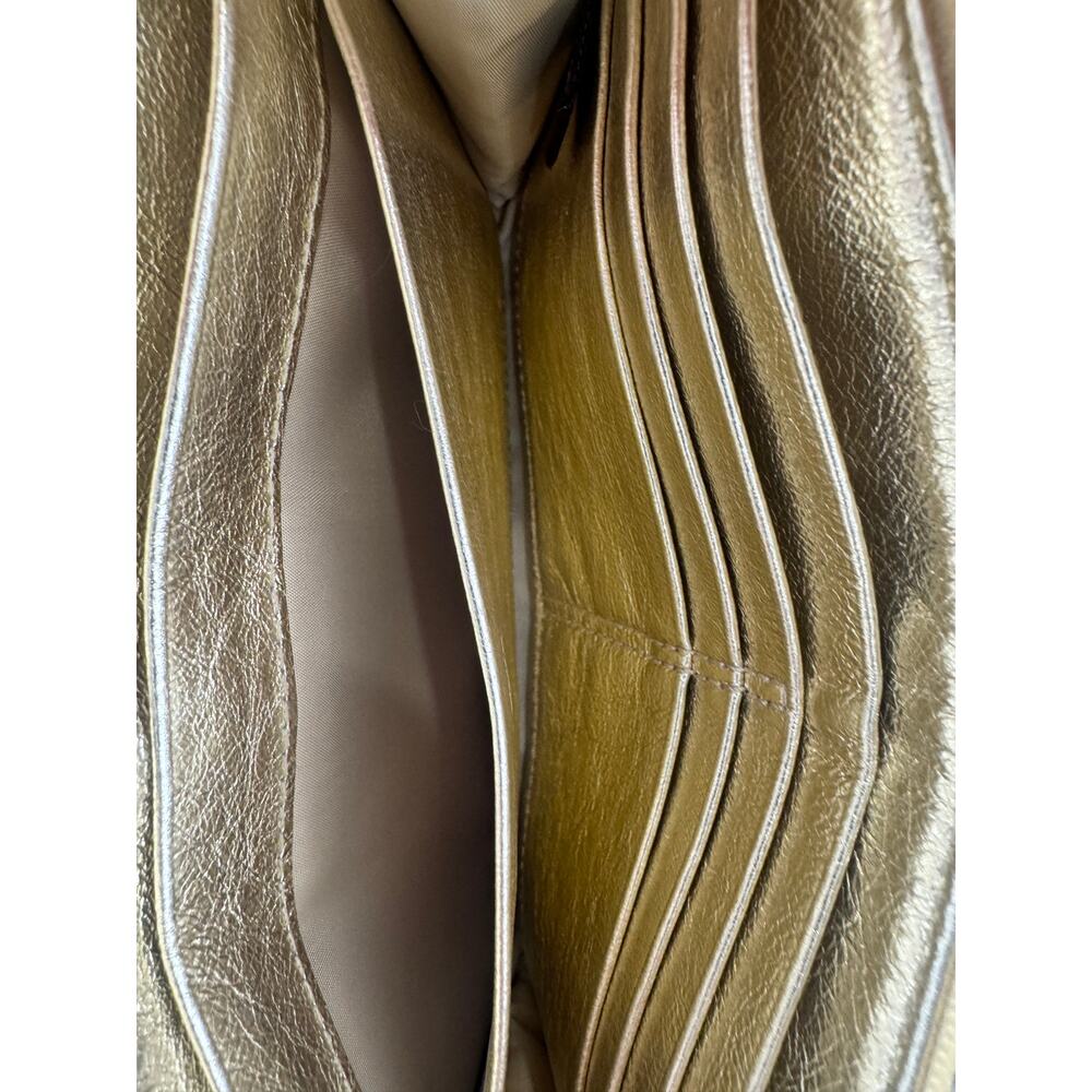 Coach Signature Canvas Turnlock Wristlet Wallet Khaki Brown Leather Trim Y2K - Picture 5 of 8